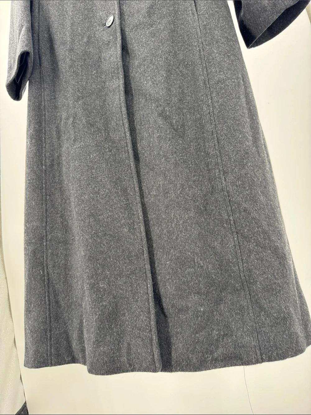 Anne Klein black dark Charcoal Gray Tailored Trench car Coat 100% wool winter